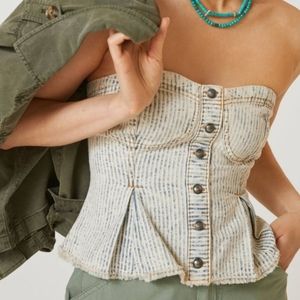 NWT Anthropologie X Pilcro Buttondown Corset Denim Strapless